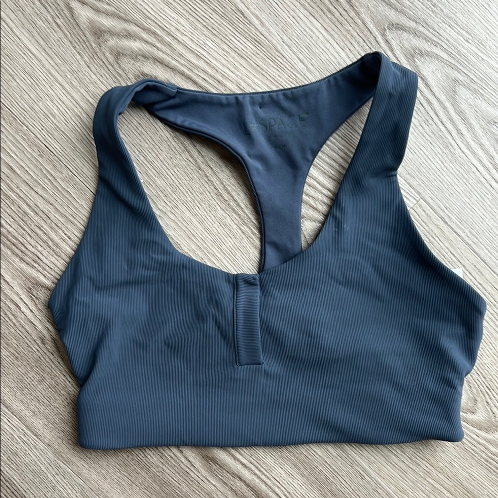 l*space Navy Blue Ribbed Racerback Sports Bra